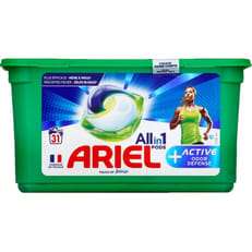 Boîte de 31 capsules de lessive Ariel Pods+ Tout-en-1 - Différentes variétés (via 8.68€ sur la carte fidélité + ODR 1€)