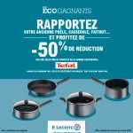 50% de réduction sur une sélection de produits Tefal Responsible (via reprise de votre ancienne poêles, casseroles, faitout)