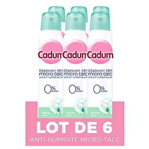 Pack de 6 Déodorants Femme Cadum Atomiseur Micro Talc Fraîcheur Coton Efficacité 48h - 6 x 200 ml