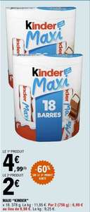 Lot de 2 boites de 18 barres chocolatées Kinder Maxi