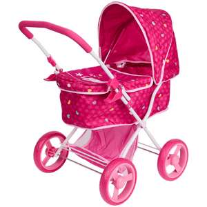 Perfk Poussette Miniature Pliable Pour Poupées – Landau De Simulation 41,5 Cm, Cadeau Enfant 1-3 Ans, Rouge