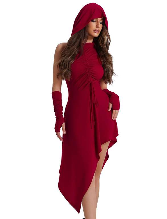 Costume femme robe à capuche Medievale Renaissance Lath.Pin, , Rouge, taille M et L (Vendeur Tiers)