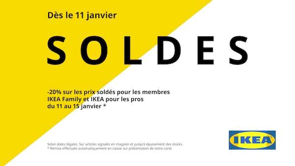 [Ikea Family] 20% de réduction supplémentaires sur les soldes du 11 au 15 janvier