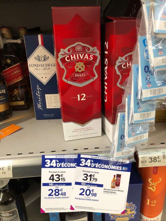 Bouteille de whisky Chivas 18 ans - 70cl (via 17.75€ sur la carte de fidélité)