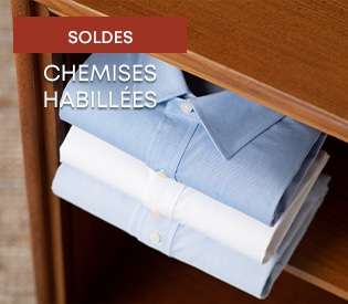 Sélection de chemises en Promotion à 25€ - Ex: Chemise Edibert coton et lin Bleu Océan et liseré Blanc