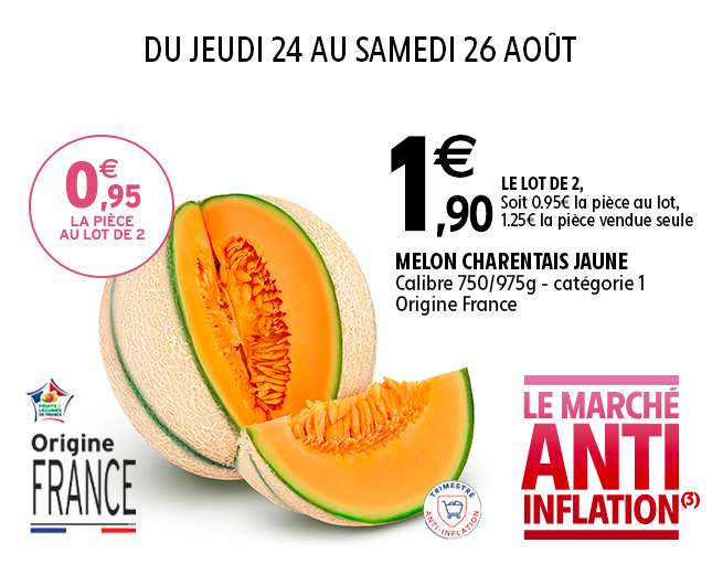 Lot de 2 Melons Charentais - Origine France, Cat. 1