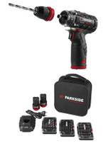 Set perceuse-visseuse Brushless sans fil Parkside Performance PBSPA 12 E4 - 2 batteries, chargeur, accessoires