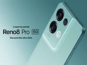 Smartphone 6.7" Oppo Reno 8 Pro 5G - AMOLED FHD+ 120 Hz, 8 Go RAM, 256 Go, Charge 80W, Noir (Via ODR de 80€)