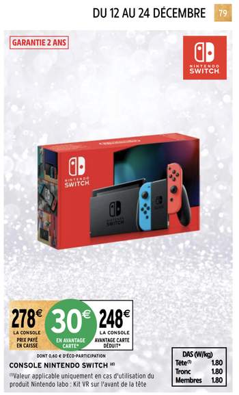 Console Nintendo Switch Oled blanche (via 50€ sur carte fidélité) –