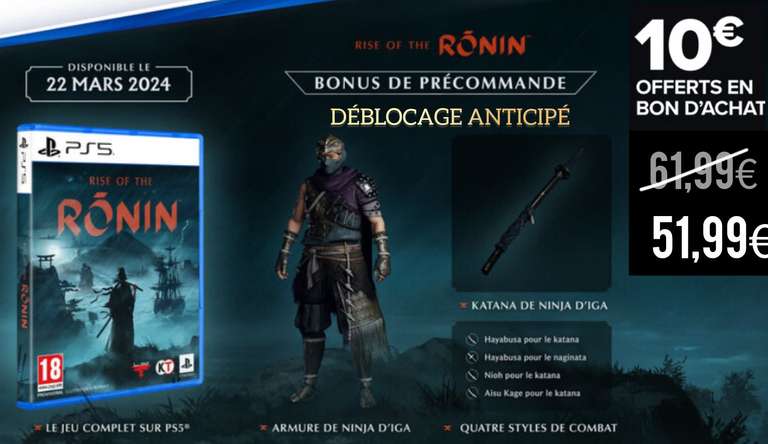 [Précommande] Rise of the Ronin sur PS5 (+10€ en Bon d'Achat sur les rayons Maison & Loisirs)