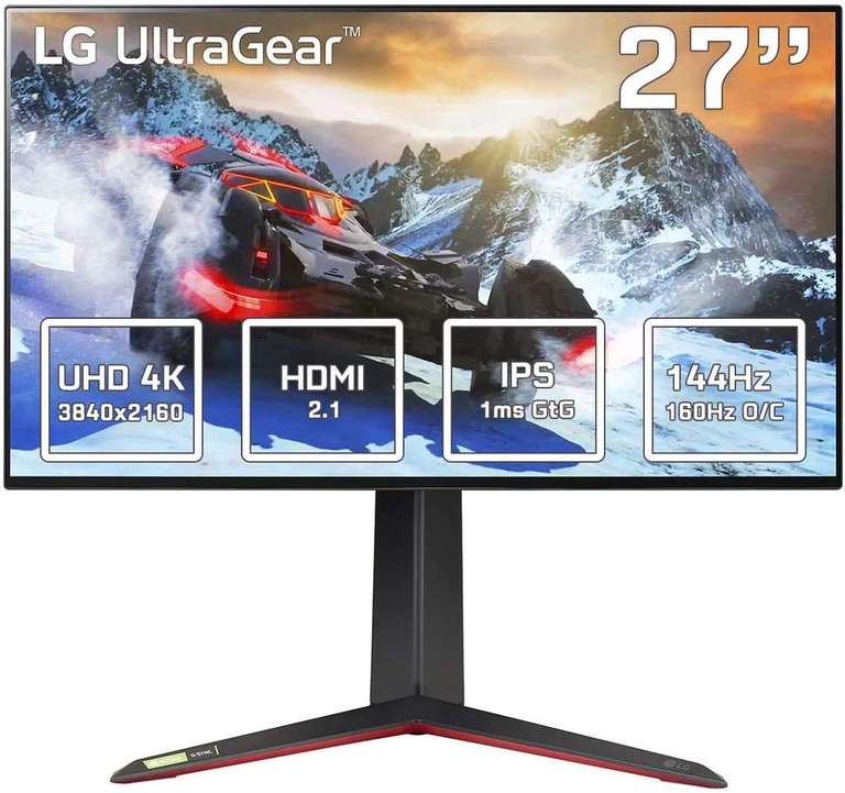 Ecran PC 27" LG UltraGear 27GP950-B - LED Nano-IPS, 4K, 144 Hz (160 Hz OC), HDR 600, 1ms, FreeSync Premium / G-Sync, HDMI 2.1, Pied réglable