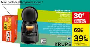 Machine à capsules manuelle Krups Dolce Gusto XS + Boîte de 60 Capsules de café Nescafé Dolce Gusto