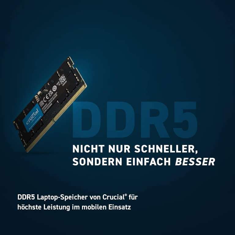 Kit Mémoire RAM DDR5 Crucial (CT2K8G48C40S5) - 16 Go(2x8 Go), 4800 MHz, CL40 SODIMM