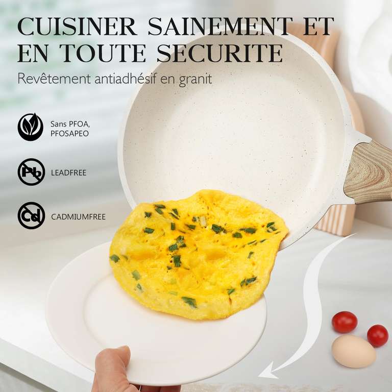 GiPP - Set De 14 Casseroles Et Poêles En Granit Anti-Adhésif - Compatible Induction - Ustensiles Inclus