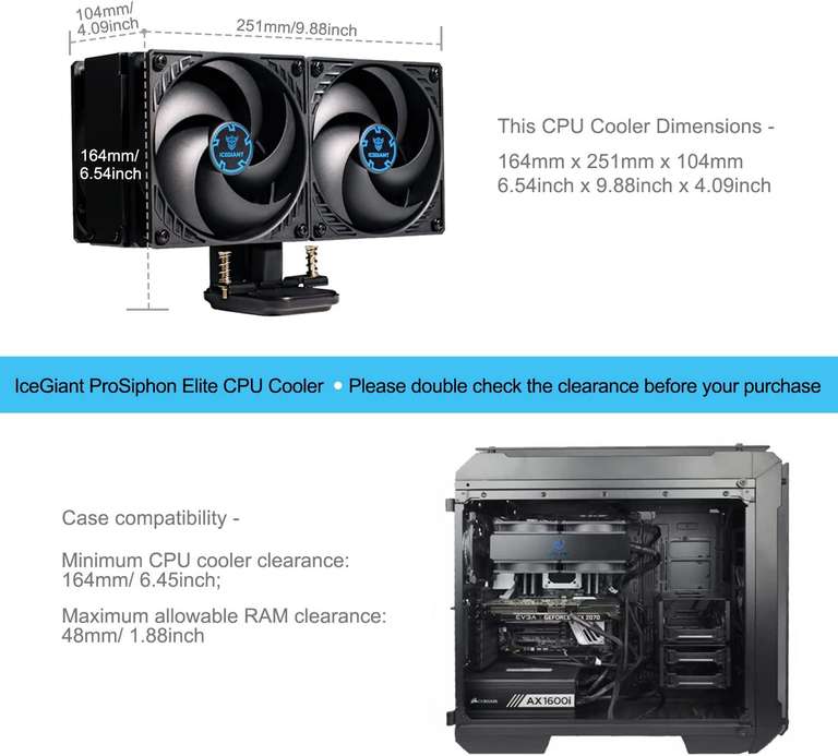 Ventirad processeur IceGiant ProSiphon Elite - 240 mm, AM4/AM5, sTRX4 (Threadripper)