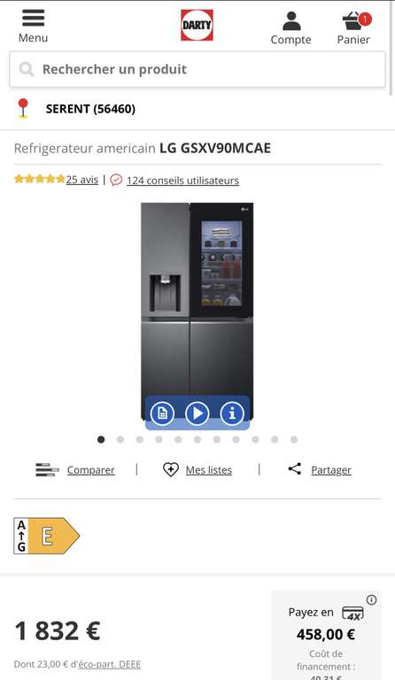 Réfrigérateur américain LG, Frigo américain LG - Livraison gratuite Darty  Max - Darty