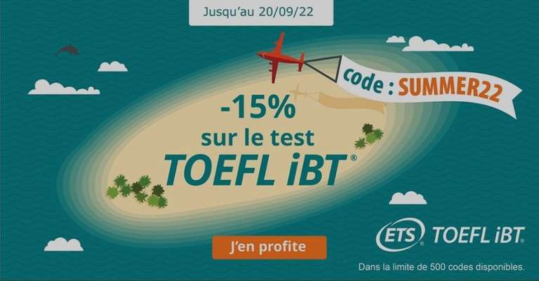 15% de réduction sur l'examen d'anglais TOEFL (toeflibt.fr)