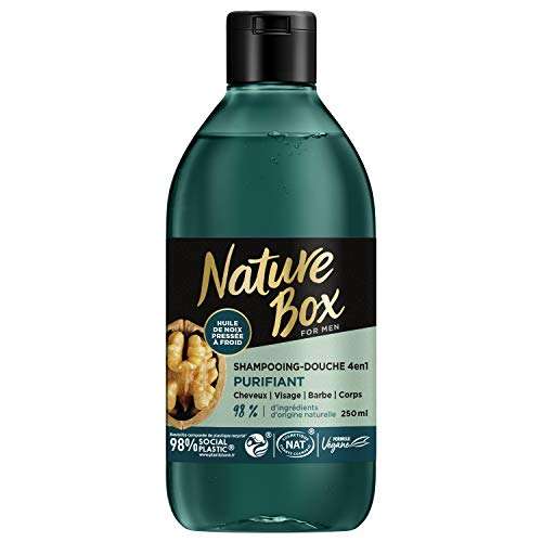 Shampoing-Douche 4 en 1 Purifiant Nature Box à l'Huile de Noix Pressée à Froid - 250 ml