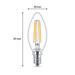Ampoule LED Philips Flamme E14 - 6,5W, equiv 60W, Blanc Chaud