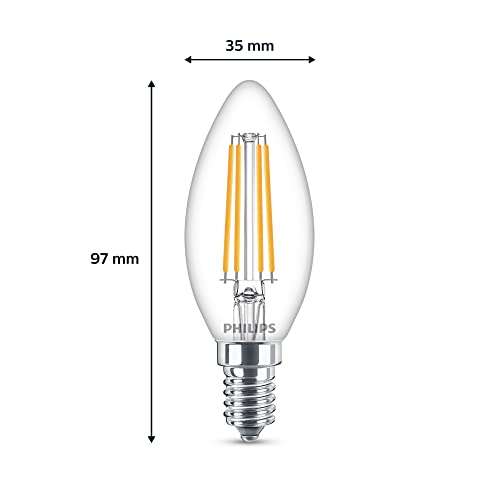 Ampoule LED Philips Flamme E14 - 6,5W, equiv 60W, Blanc Chaud