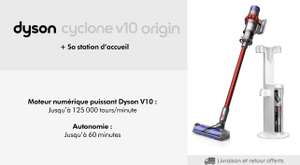 Aspirateur balai Dyson V10 Origin + Station d’accueil avec accessoires