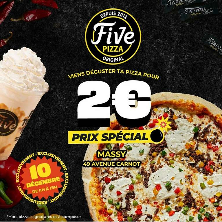 Toutes les pizzas à 2€ de 11h à 15h - Five Pizza Original Massy (91)