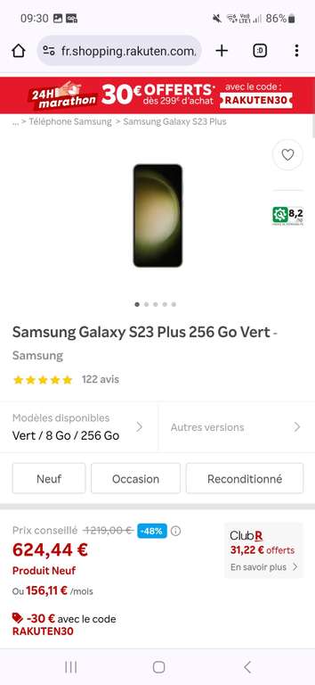 Smartphone Samsung Galaxy S23 plus 256Go - Noir fantôme (Version US)