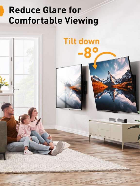 Perlegear Support Mural TV pour écrans 37-84 Pouces Jusqu'à 60KG, Fixation TV  Murale Inclinable et Orientable Max. VESA 600x400mm, Accroche TV Mural en  2023