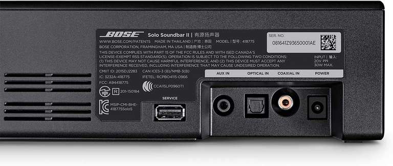 Barre de son Bose Solo Soundbar Series II (+15€ crédités pour les adhérents Fnac + / One)