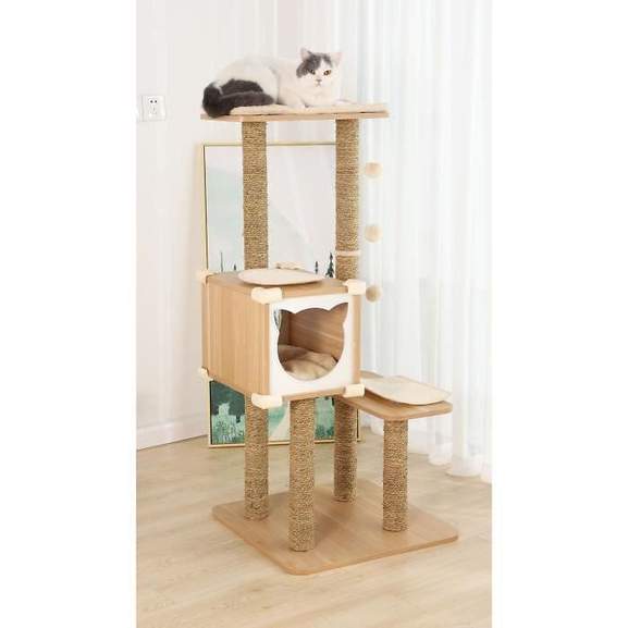Arbre A Chat Avec Niche Coloris Bois Naturel 62x56x122 Cm Dealabs Com Arbre A Chat Avec Niche Coloris Bois Naturel 62x56x122 Cm Dealabs Com