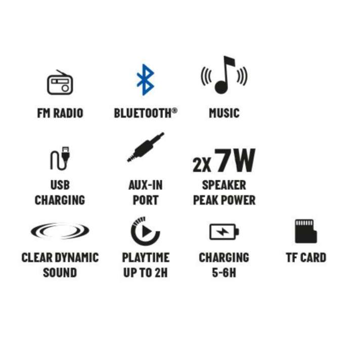 Barre de son portable 2.0 Umbro - 14W, Bluetooth 5.0, Fonction radio, USB, AUX & SD