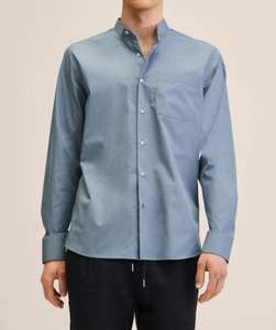 Chemise Slim Fit Col Mao - 100% Coton - Bleu clair (du S au XL)