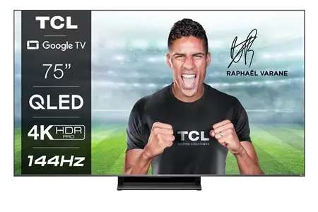 TV 75" TCL 75C735 - QLED, 4K UHD, 144 Hz, HDR, Dolby Vision, HDMI 2.1, VRR / ALLM, Google TV