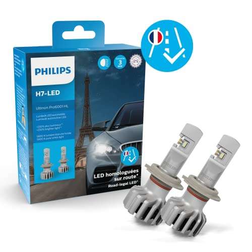 [Prime] Set de 2 Ampoules LED Philips Ultinon Pro6001 H7