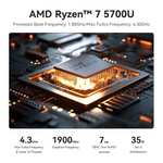 Beelink SER5 Pro Mini PC - AMD Ryzen 7 5700U Turbo 4,3 Ghz, 16G RAM+500GB PCIe 3.0X4 SSD (via coupon - vendeur tiers)