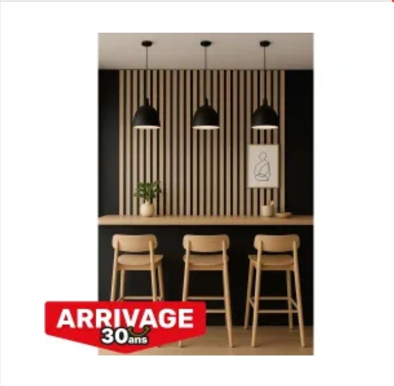 Panneau Acoustique Décoratif Ecowall Acoustic chêne cérusé 91 sur fond noir - Lot de 3 - 14 x 300 x 2600 mm (Via Retrait Magasin) — L