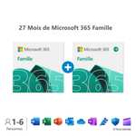 Pack abonnement 27 mois Microsoft 365 Famille - 6 utilisateurs (code d'activation, dématérialisé)