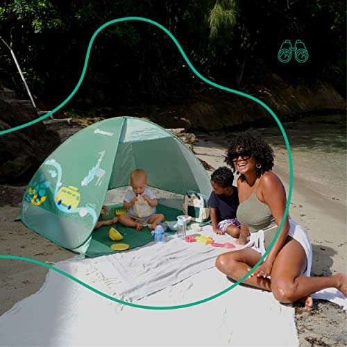 Tente de plage Anti-UV Badabulle - Verte, Haute Protection Solaire FPS 50+