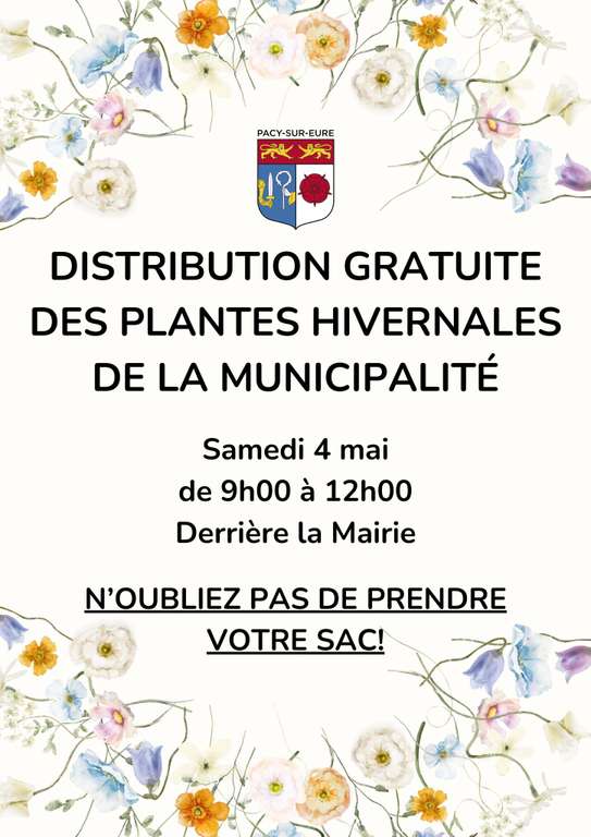 Distribution gratuite de plantes hivernales (plantes et bulbes) par les jardiniers des Services Techniques de Pacy-sur-Eure (27)