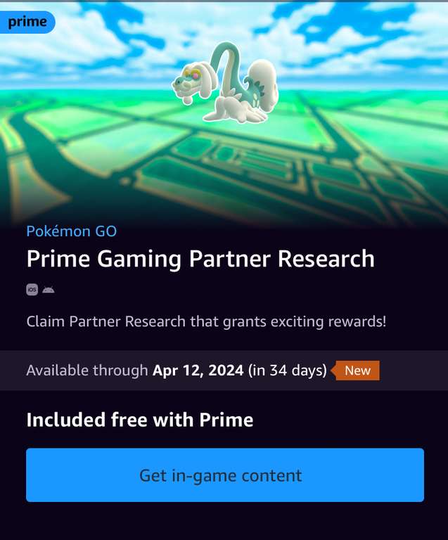 [Prime gaming] Quête bonus offerte sur Pokemon Go (Dématérialisé)
