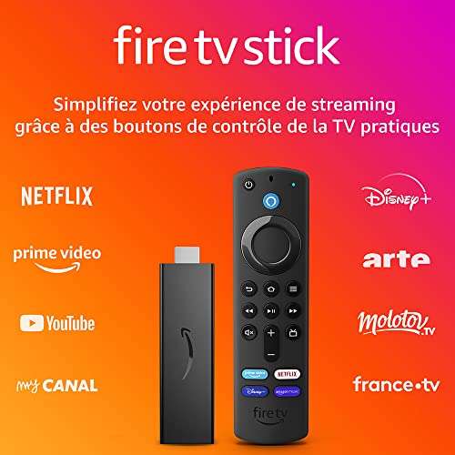 Assistant vocal Amazon Echo Dot 4 + Lecteur Multimédia Fire TV Stick avec télécommande
