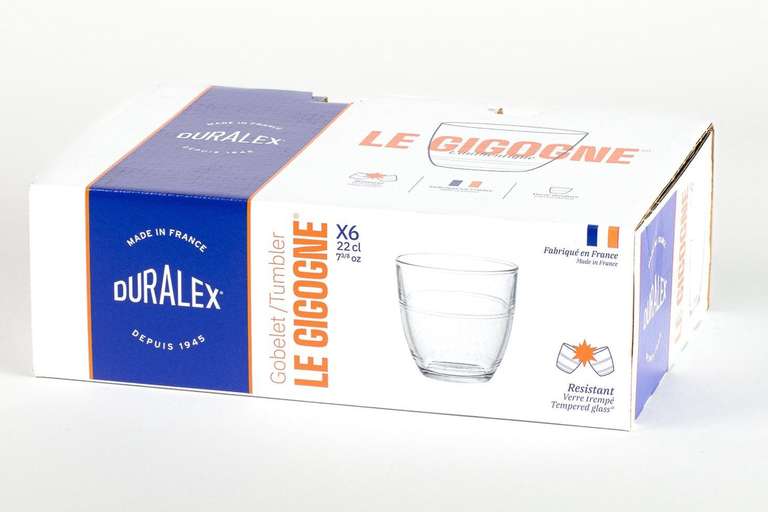 DURALEX - Lot De 6 Gobelets Gigogne 20 Cl En Verre Trempé - Transparent, Empilable, Résistant Aux Chocs - Pour Eau, Jus, Cocktails