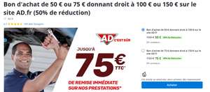 100€ de bon d'achat Ad Garages au prix de 50€, 150€ pour 75€