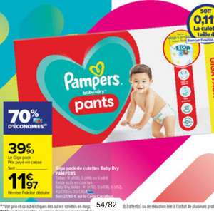 Giga-pack de couches Pampers baby-dry taille 4 x120 couches - Différentes variétés (Via 27,93€ sur Carte Fidélité et ODR 15,96€)
