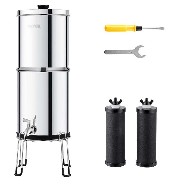 Filtre à Eau Par Gravité 8,5 L En Inox 304 – Eau Pure Sans électricité, 8 étapes De Filtration !