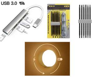 3 produits au choix parmi une sélection pour 5.99€, 9.99€ ou 12.99€ - Ex: Hub Type-C (4 ports USB 3.0) + Kit tournevis précision + Veilleuse