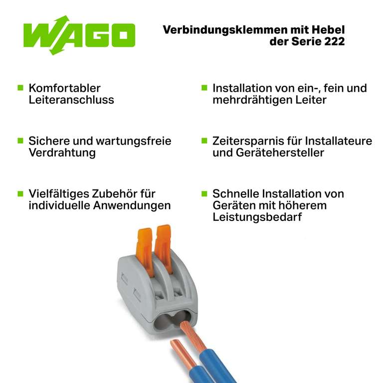 Borne de connexion électrique 2 fils type WAGO 222 - Cdiscount Maison
