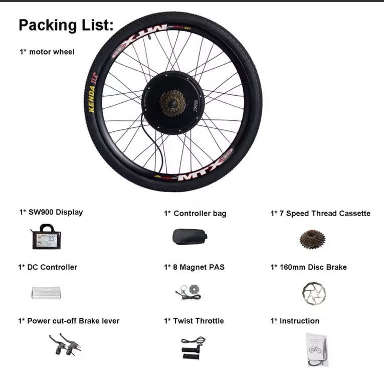 Kit 1000W corps de cassette SHIMANO jusqu'à 11 vitesses