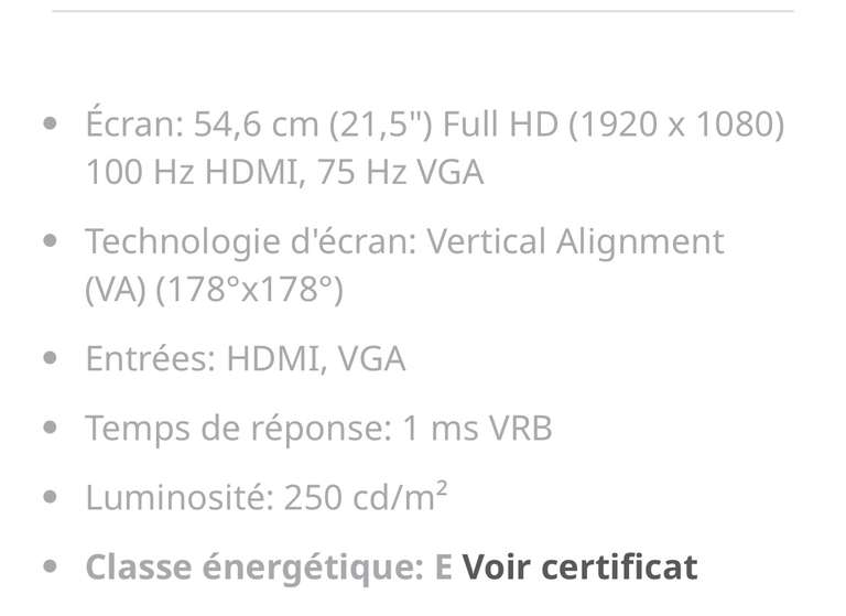 Acer SA2 Écran, SA222QH, Noir