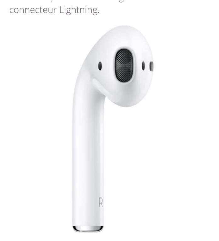Écouteurs sans-fil Apple Airpods (2ème génération) avec boîtier de Charge (Via 30€ sur la carte de fidélité & Via Retrait Drive)